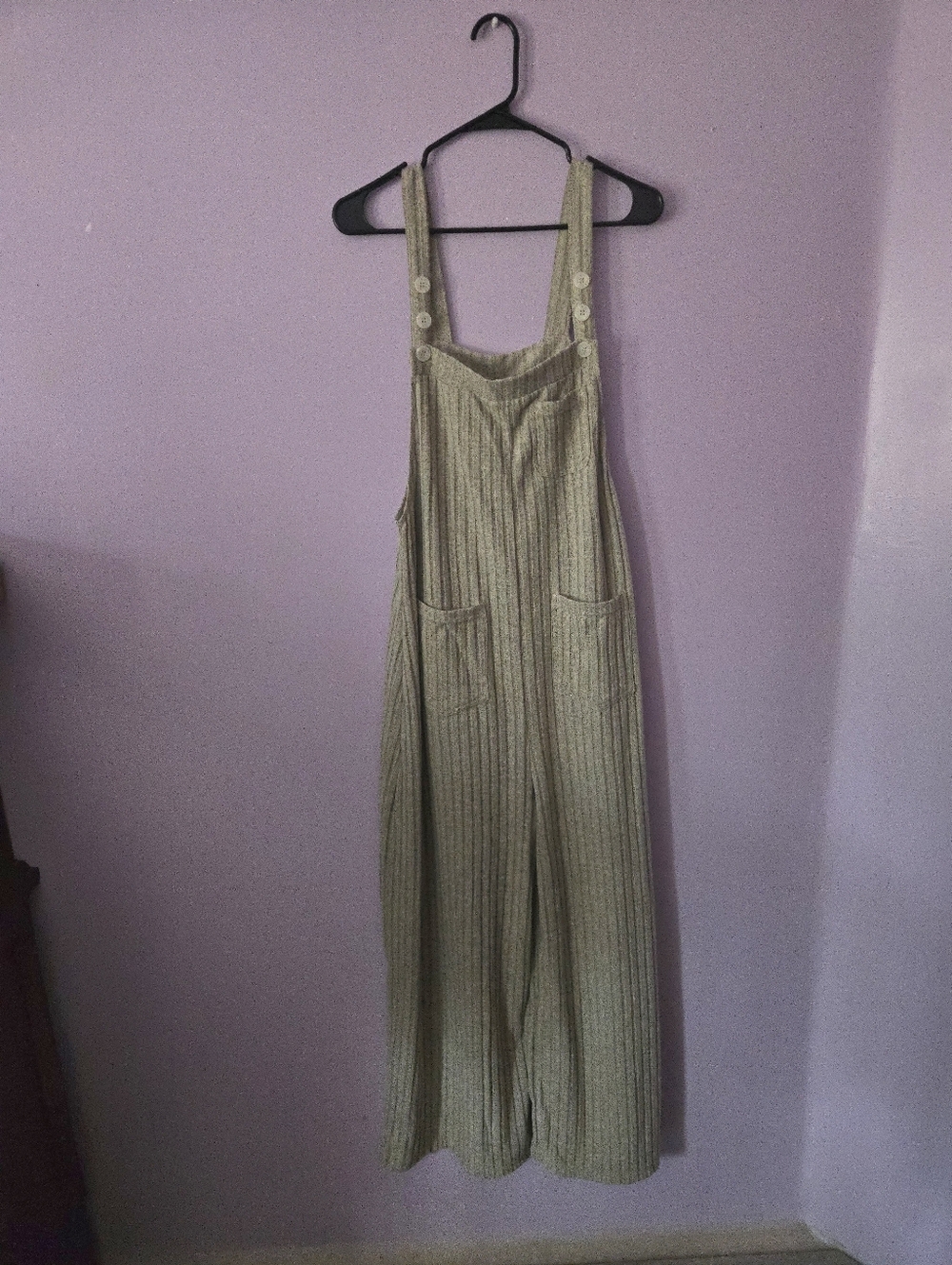 HALARA Gray L Striped Wide-Leg Overalls